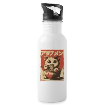 Lucky Cat Ramen Japon Streetwear Design - Gourde avec paille intégrée - blanc - Droite