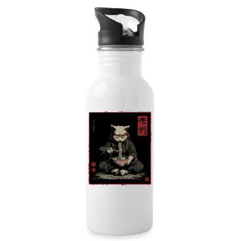 Samurai Cat Ramen Japan Streetwear Design - Trinkflasche mit integriertem Trinkhalm - Weiß - Rechts