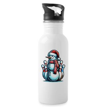 BOwling Christmas Sports Santa Claus - Water bottle with straw - white - Right