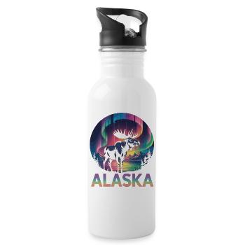 Nature et aventure – Motif du paysage de l’Alaska - Gourde avec paille intégrée - blanc - Droite