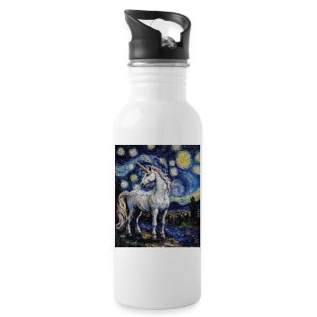 Einhorn Einhörner Unicorn Van Gogh Style - Water bottle with straw - white - Right