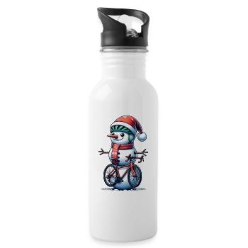 CYcling Christmas Sports Santa Claus - Water bottle with straw - white - Right
