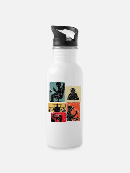 Gamer Gaming zocken - Trinkflasche mit integriertem Trinkhalm - Weiß