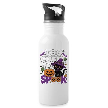 Too Cute to Spook - Cute Witch Cat - Water bottle with straw - white - Right