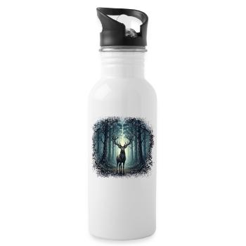 Forest Deer Scene Hunting Nature Lover - Water bottle with straw - white - Right