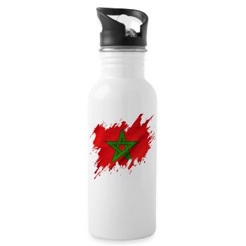 Drapeau du Maroc dans le style déchiré - Gourde avec paille intégrée - blanc - Droite