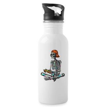 Neon Skeleton Gamer  - Water bottle with straw - white - Right