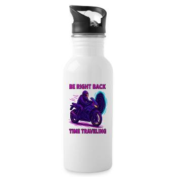 Be Right Back Zeitreise Motorrad - Trinkflasche mit integriertem Trinkhalm - Weiß - Rechts