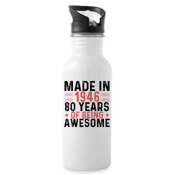 Made In 1946 80 Years Of Being Awesome - Water bottle with straw - white - Right