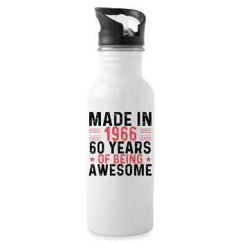 Made In 1966 60 Years Of Being Awesome - Trinkflasche mit integriertem Trinkhalm - Weiß - Rechts