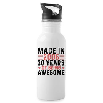 Made In 2006 20 Years Of Being Awesome - Trinkflasche mit integriertem Trinkhalm - Weiß - Rechts