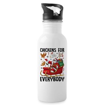 Chickens for Everybody - Water bottle with straw - white - Right