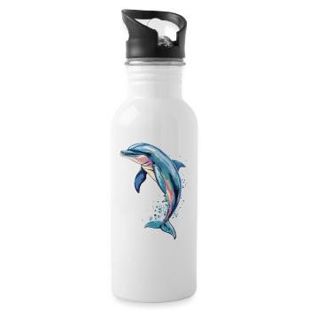 Dauphin Plongeur Dauphins Océan Dauphins mignons Dauphin - Gourde avec paille intégrée - blanc - Droite