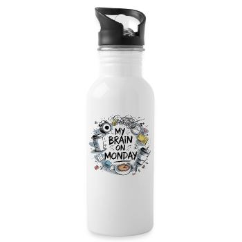 Chaotic sketch - Water bottle with straw - white - Right