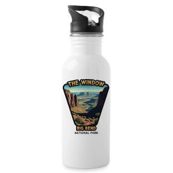 Big Bend National Park Window Landscape Mountains - Water bottle with straw - white - Right