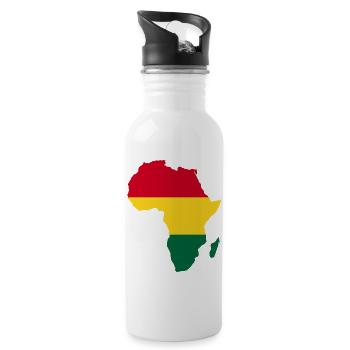 Afrika Flagge - Trinkflasche mit integriertem Trinkhalm - Weiß - Rechts