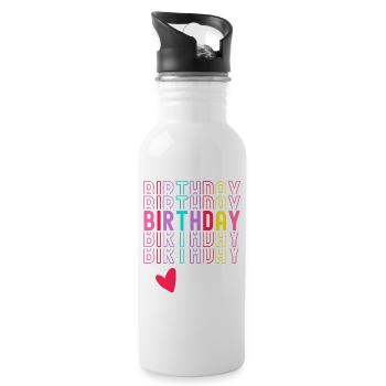 Birthday Girl Birthday Girl Gift Heart - Water bottle with straw - white - Right