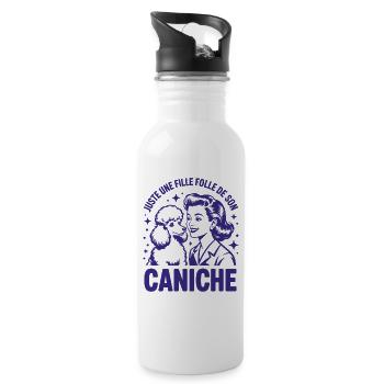 Juste une fille folle de son Caniche Design Humour - Gourde avec paille intégrée - blanc - Droite