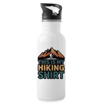 Hiking - Mountains & Hikers Vintage Design - Water bottle with straw - white - Right