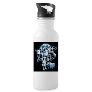 Drei Ziegen Vor Dem en Vollmond - Trinkflasche mit integriertem Trinkhalm - Weiß - Rechts