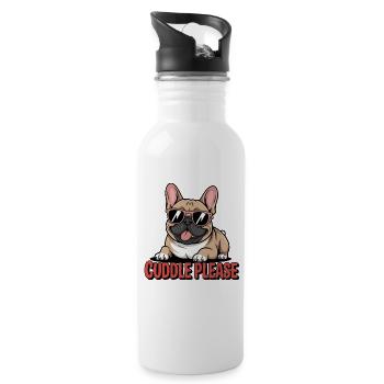 Câlinez s’il vous plaît Bouledogue français avec - Gourde avec paille intégrée - blanc - Droite