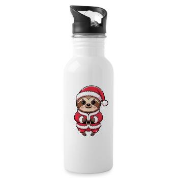  Faultier Weihnachtsmann Niedlich Lustig Santa - Trinkflasche mit integriertem Trinkhalm - Weiß - Rechts