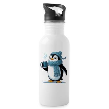 Cuddly penguin with blue cap - Water bottle with straw - white - Right