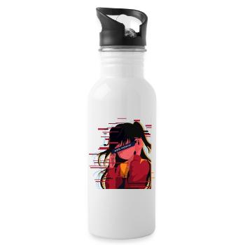Waifu Anime Girl Kawaii Otaku Anime Lovers - Water bottle with straw - white - Right