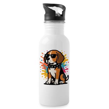 Sungled Beagle Hund in Farbe - Trinkflasche mit integriertem Trinkhalm - Weiß - Rechts