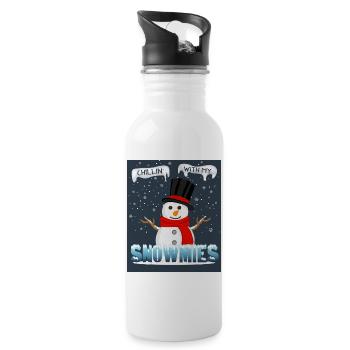 Chillin’ with my snowmies– Winter Design - Trinkflasche mit integriertem Trinkhalm - Weiß - Rechts