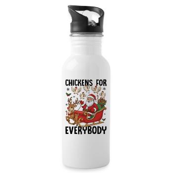 Chickens for Everybody - Water bottle with straw - white - Right