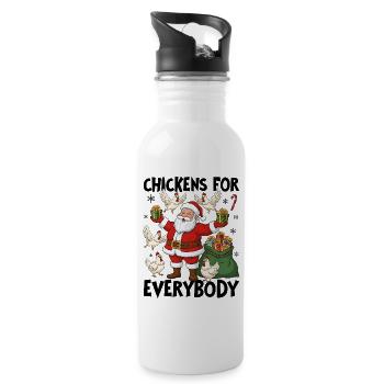 Chickens for Everybody - Water bottle with straw - white - Right