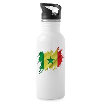 Senegal flag, torn style - Water bottle with straw - white - Right