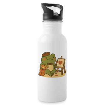Painter Frog – Creative & Heartfelt - Water bottle with straw - white - Right