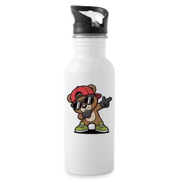 Dabbing Bear with Cap & Sunglasses – Cool Kids - Water bottle with straw - white - Right