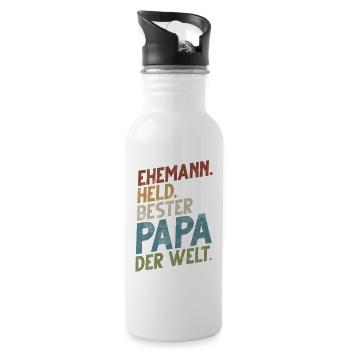 Mari Héros Meilleur Papa Au Monde Rétro - Gourde avec paille intégrée - blanc - Droite