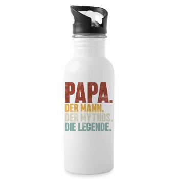 Papa L’Homme Le Mythe La Légende Rétro - Gourde avec paille intégrée - blanc - Droite