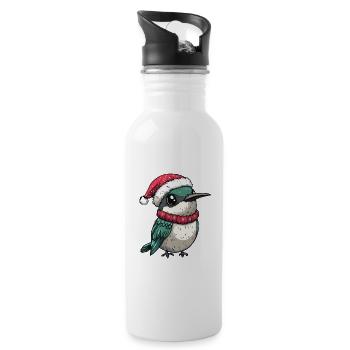 Hummingbird Bird Christmas - Water bottle with straw - white - Right