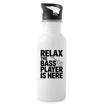 Entspannt euch, der Bassist ist da! - Trinkflasche mit integriertem Trinkhalm - Weiß - Rechts
