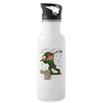 The Golfer Elf Funny Golf Player Design - Water bottle with straw - white - Right