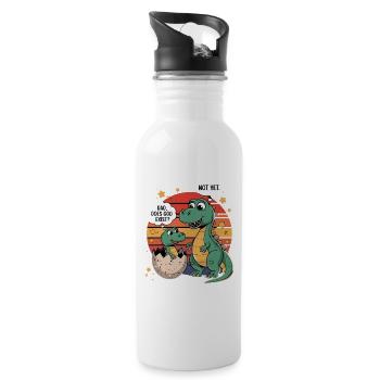 Dino Frage Gottexistenz - Trinkflasche mit integriertem Trinkhalm - Weiß - Rechts