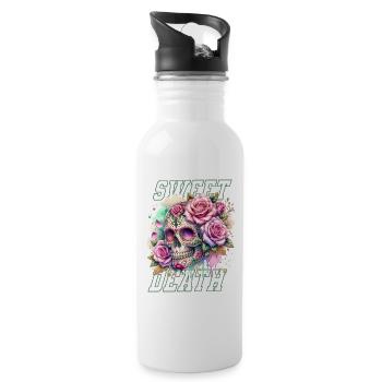 Flowers Skull Beauty Bloom - Water bottle with straw - white - Right
