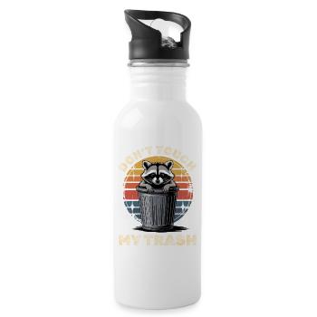 Funny Raccoon - Trinkflasche mit integriertem Trinkhalm - Weiß - Rechts