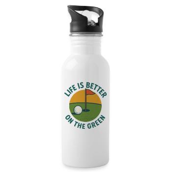 Life Is Better On The Green Golf Lover - Water bottle with straw - white - Right