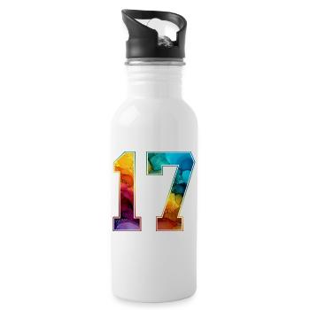 NO. 17 NUMBER 17 COLLEGE 17TH BIRTHDAY - Water bottle with straw - white - Right