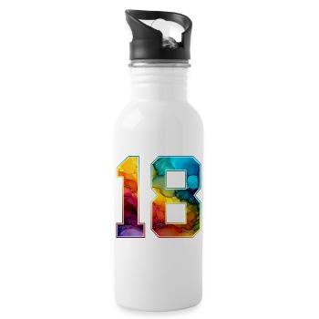 NO. 18 NUMBER 18 COLLEGE 18TH BIRTHDAY - Water bottle with straw - white - Right