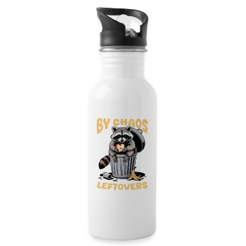 Funny Raccoon - Trinkflasche mit integriertem Trinkhalm - Weiß - Rechts