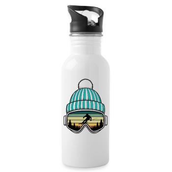 Retro Apres Ski Party Crew Snow Skiing Ski - Water bottle with straw - white - Right