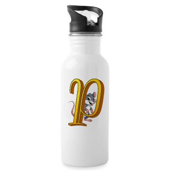 BUCHSTABE P - Trinkflasche mit integriertem Trinkhalm - Weiß - Rechts