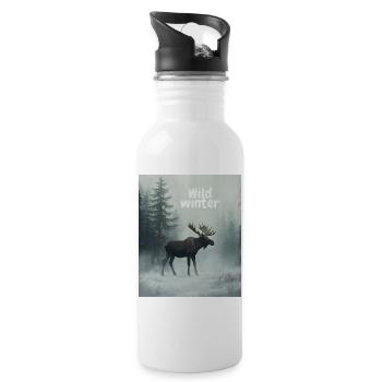 Wild Winter Moose - Water bottle with straw - white - Right